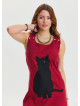 U-Neck Cat Figure Button Detailed Red Mini Dress 4528